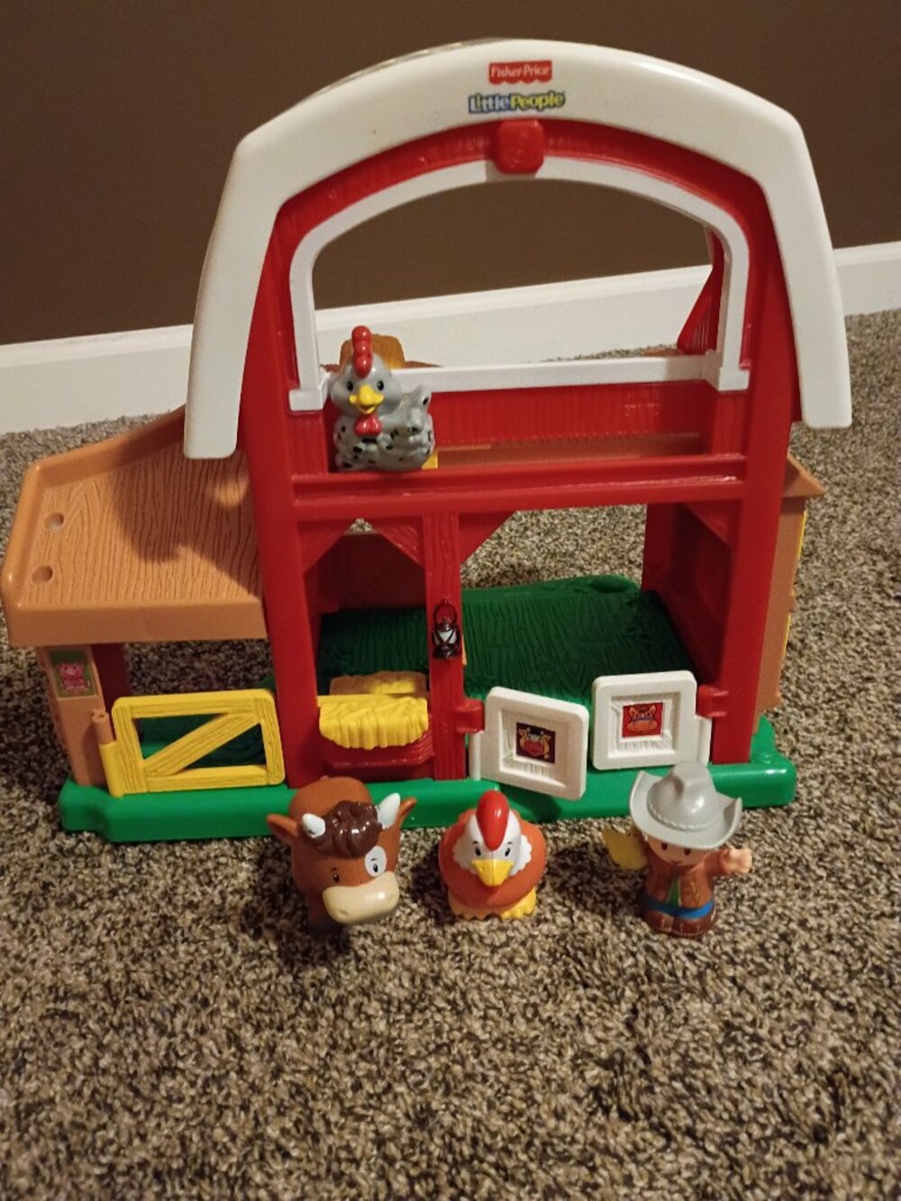 Fisher Price Little People Farm Barn Animals People Farmer Cowboy Hat Cow Chickn